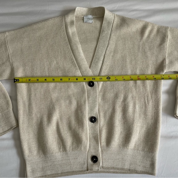 Eleventy Italian Made 100% Cotton Metallic Thread Beige Neutral Knit Cardigan - Picture 16 of 17